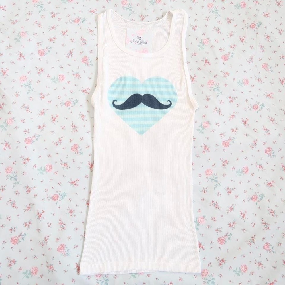 y2k mustache heart cami 2010s tumblr core